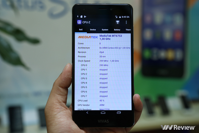 Vivas Lotus S3 LTE kiểm tra bằng CPU-Z