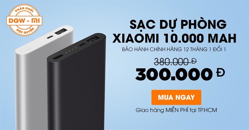 Sạc dự phòng Xiaomi 10.000 mAh, giá chỉ 300.000 tại vuivui.com