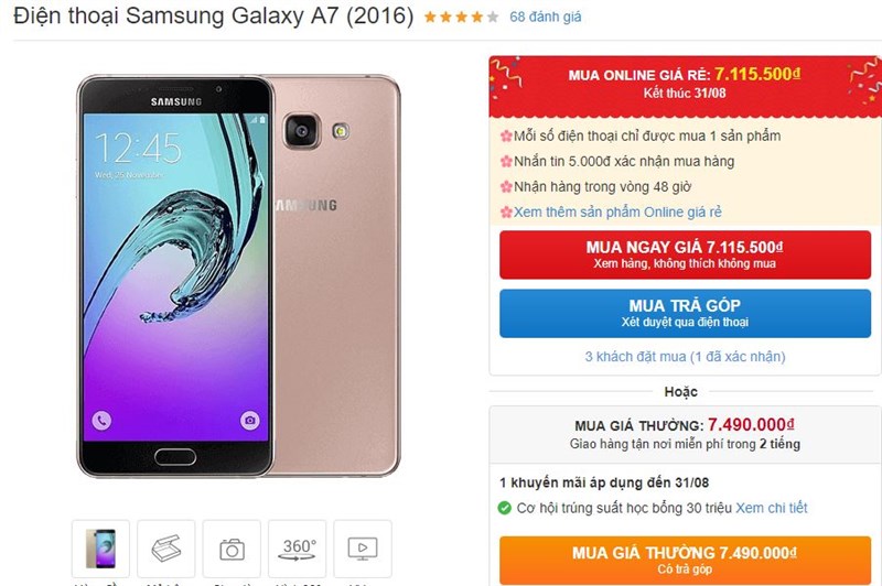Galaxy A7 2016 màn hình lớn, thiết kế sang chảnh, pin khỏe tiếp tục giảm giá Galaxy A7 2016 màn hình lớn, thiết kế sang chảnh, pin khỏe tiếp tục giảm giá