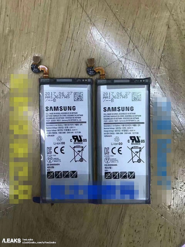 Thỏi pin 3.300 mAh trên Galaxy Note 8 vừa lộ ảnh thực tế