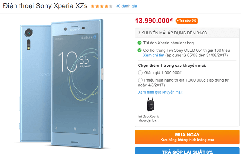 Sony Xperia XZs giảm giá