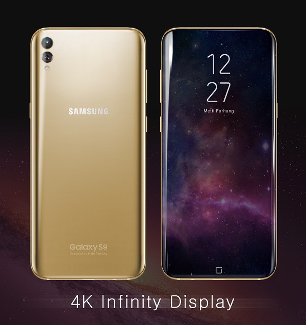 Concept: Galaxy S9 với màn hình 4K phủ 100% mặt trước, camera kép trước sau cùng RAM 8GB