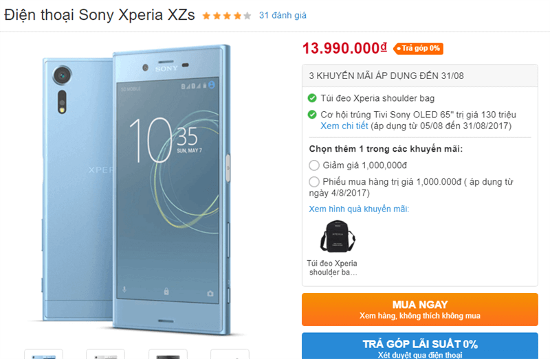 Sony Xperia XZs giảm giá