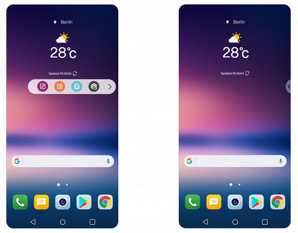 Thanh công cụ nổi trên LG V30 Thanh công cụ nổi trên LG V30
