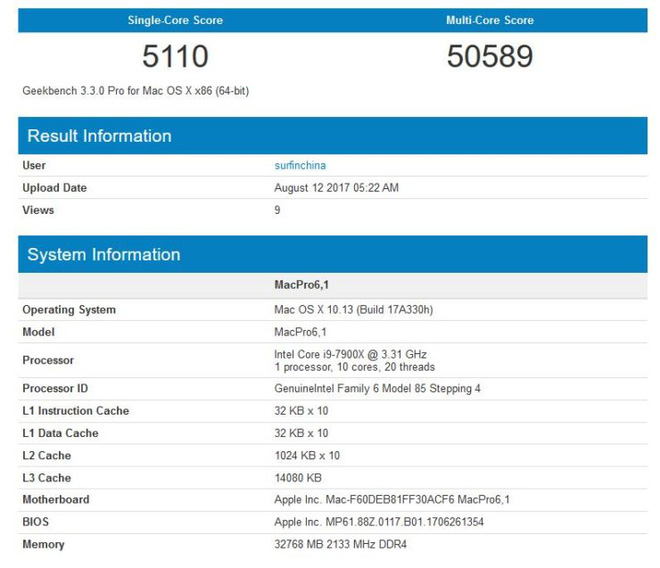 Apple Mac Pro i9-7900X Apple Mac Pro i9-7900X