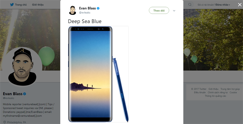 Galaxy Note 8 màu Deep Sea Blue