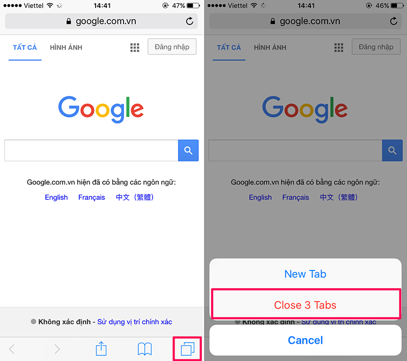 Đóng đồng loạt các tab cùng một lúc trên Safari