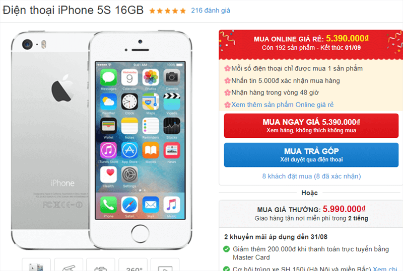iPhone 5s giảm giá iPhone 5s giảm giá