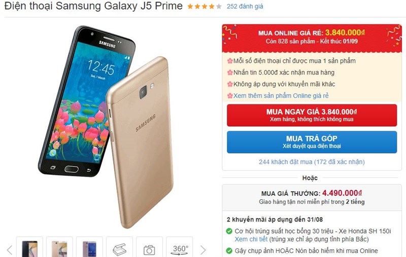 Galaxy J5 Prime bất ngờ giảm giá như chưa bao giờ được giảm