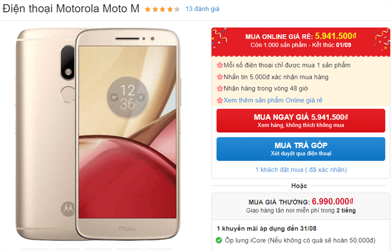 Motorola Moto M giảm giá