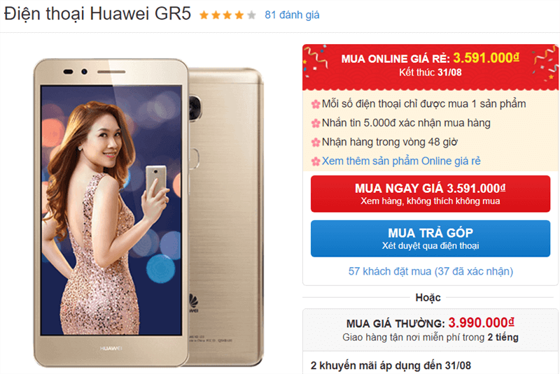 Huawei GR5 giảm giá