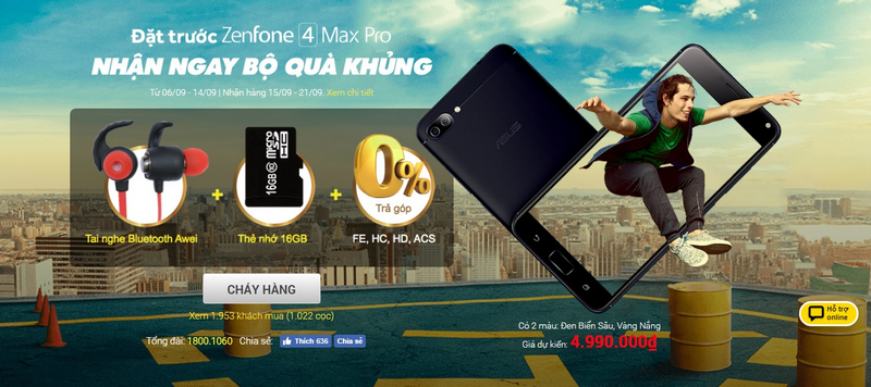 Quà tặng khi đặt trước Asus Zenfone 4 Max Pro Quà tặng khi đặt trước Asus Zenfone 4 Max Pro