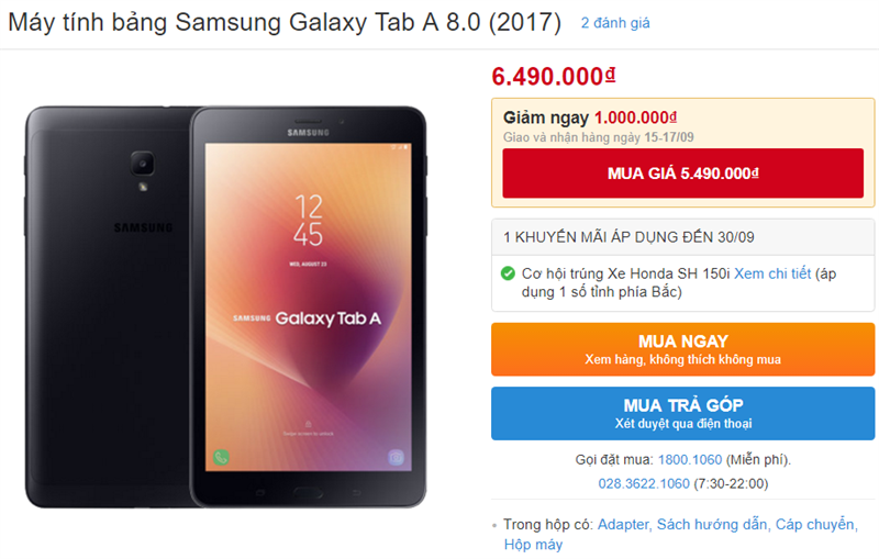 Samsung Galaxy Tab A 8.0 (2017) giảm giá