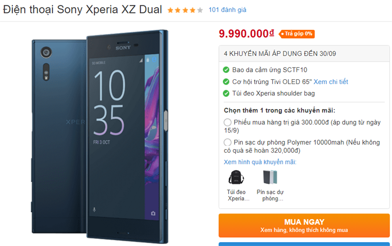 Xperia XZ Dual chống nước, ROM 64GB, camera đỉnh cao chính thức giảm giá hấp dẫn