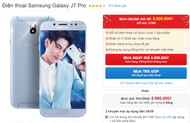 Galaxy J7 Pro giảm giá