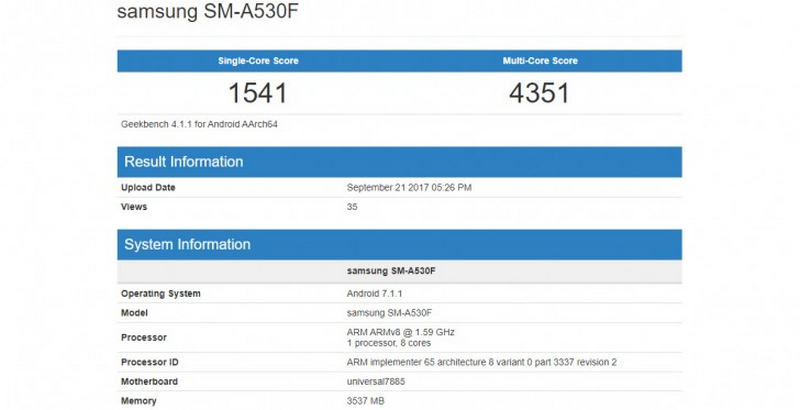 Galaxy A5 (2018) tiếp tục xuất hiện trên trang web điểm chuẩn GeekBench Galaxy A5 (2018) tiếp tục xuất hiện trên trang web điểm chuẩn GeekBench