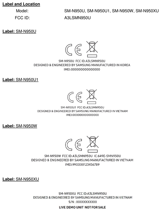 Galaxy Note 8 được FCC chứng nhận