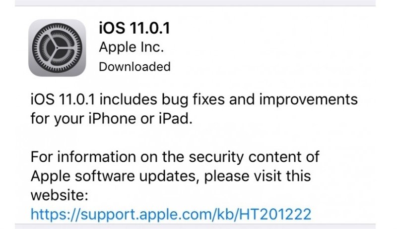 Apple tung bản cập nhật iOS 11.0.1 để vá lỗi bảo mật