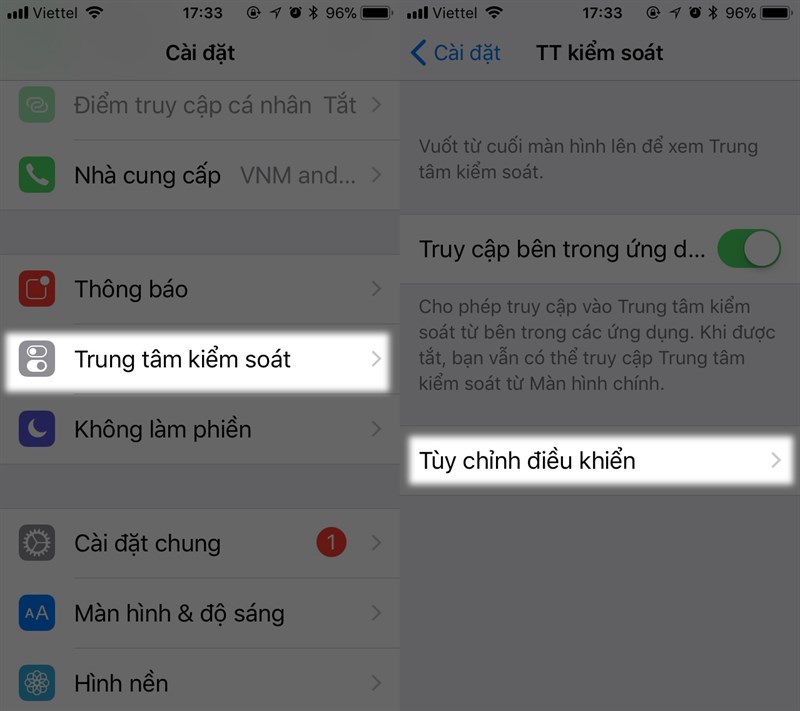 Trung tâm điều khiển iOS 11 Trung tâm điều khiển iOS 11