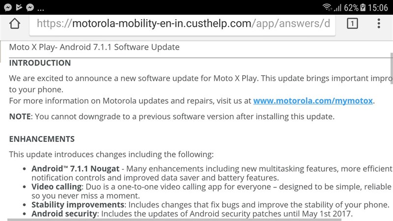 Moto X Play cập nhật Android 7.1.1 Moto X Play cập nhật Android 7.1.1