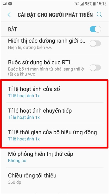 Tùy chỉnh tỉ lệ hoạt ảnh