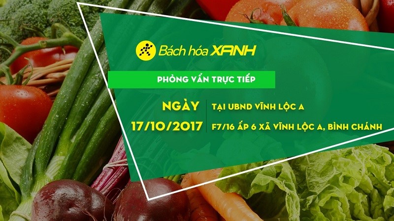 Tuyển nhân viên chính thức, làm việc tại hệ thống siêu thị Bách Hóa Xanh Tuyển nhân viên chính thức, làm việc tại hệ thống siêu thị Bách Hóa Xanh