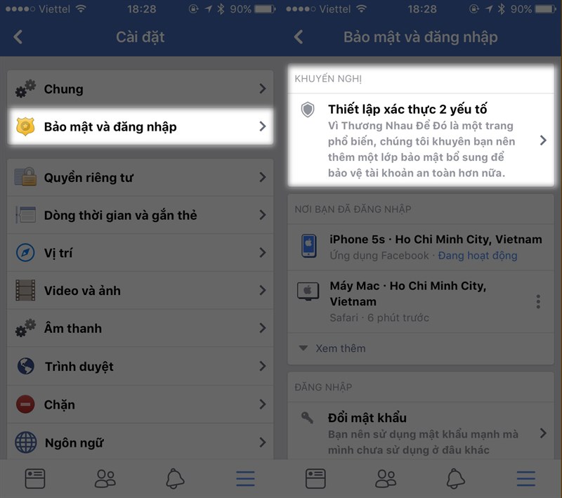 bảo mật facebook