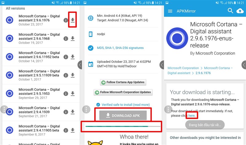 Chọn phiên bản Microsoft Cortana mới nhất