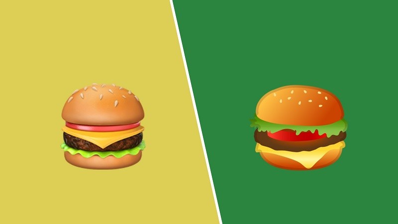 Biểu tượng bánh burger của Apple và Google Biểu tượng bánh burger của Apple và Google