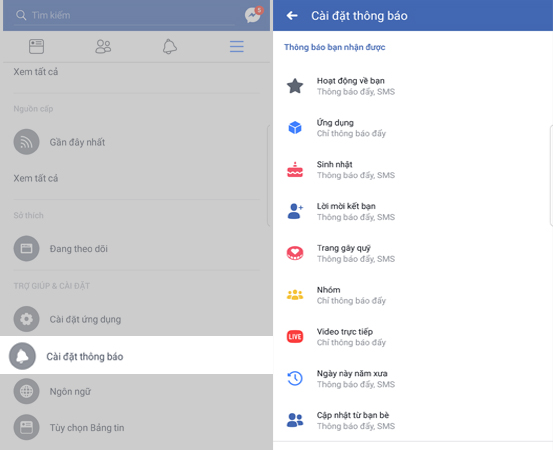 Quản lí thông báo facebook Quản lí thông báo facebook