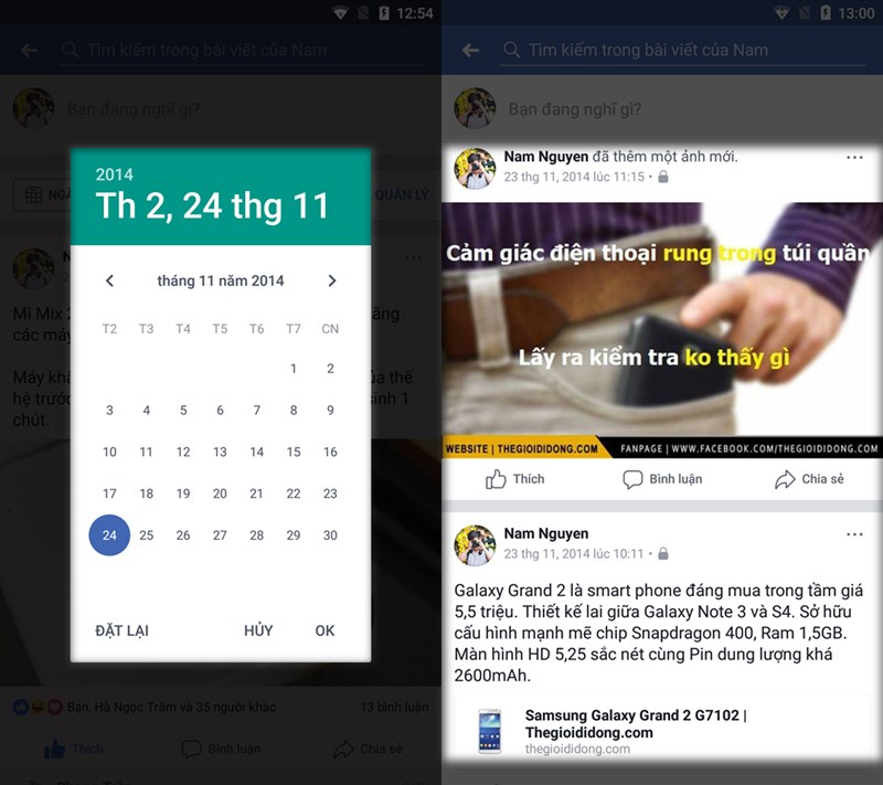 Tìm lại status FB