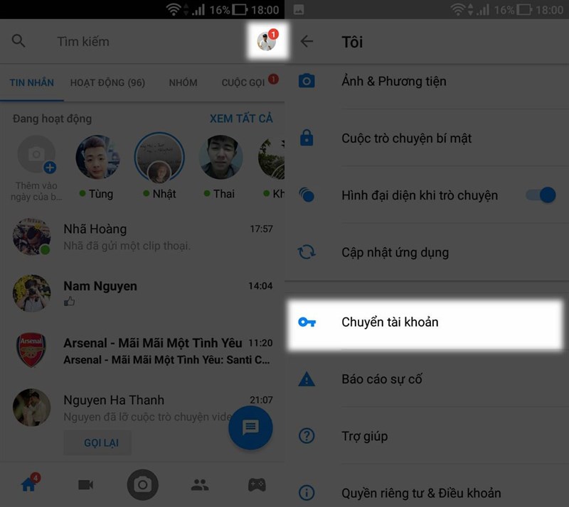 đăng nhập nhiều tài khoản messenger