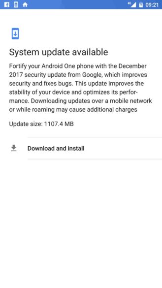 Update Android 8.0 Oreo Mi A1