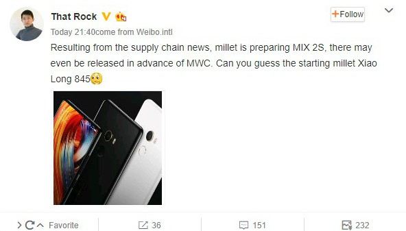 Xiaomi Mi MIX 2S có thể ra mắt trước thềm sự kiện MWC 2018 Xiaomi Mi MIX 2S có thể ra mắt trước thềm sự kiện MWC 2018