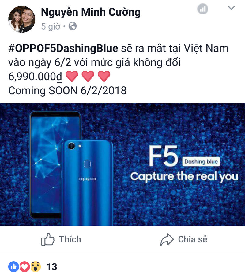 OPPO F5 xanh