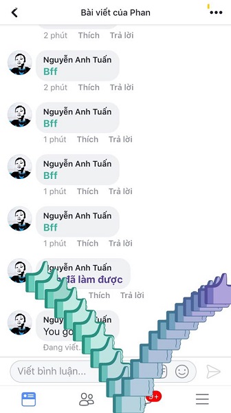 hiệu ứng khi bình luận trên Facebook