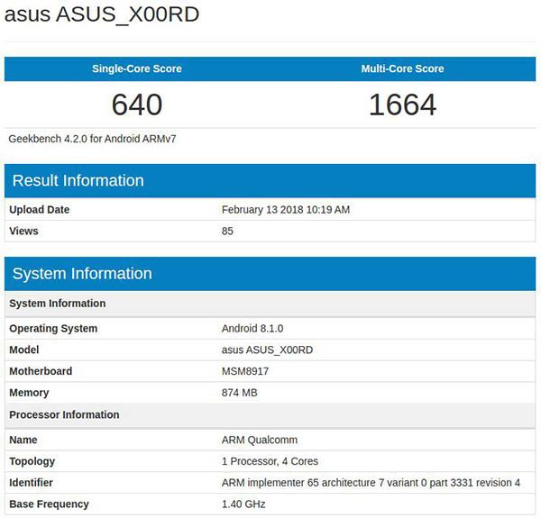 ASUS-X00RD trên Geekbench ASUS-X00RD trên Geekbench