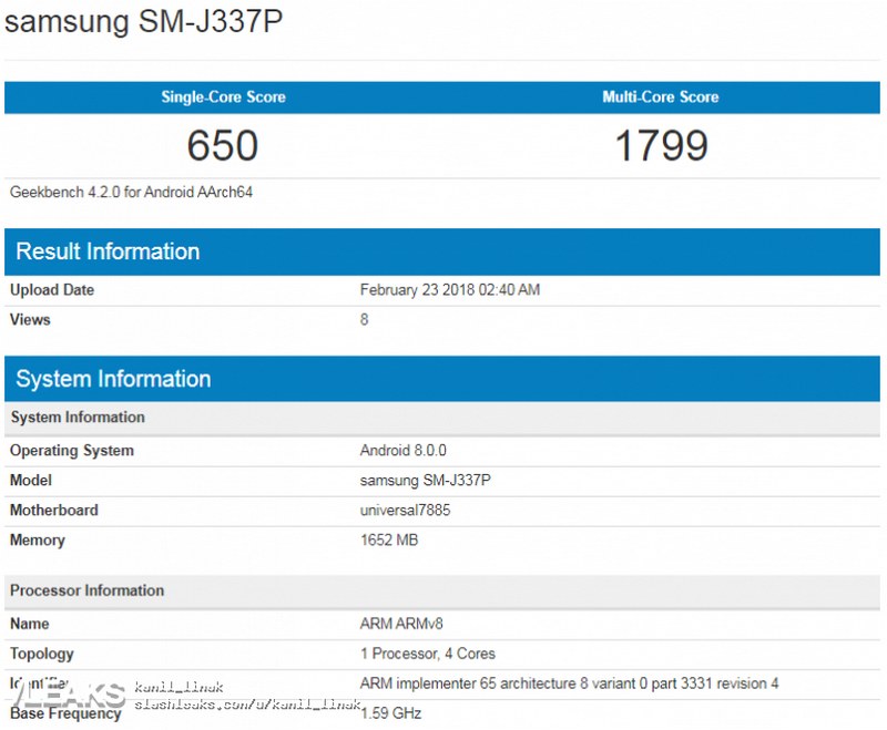 Galaxy J3 (2018) và Galaxy J3 Pro xuất hiện trên Geekbench