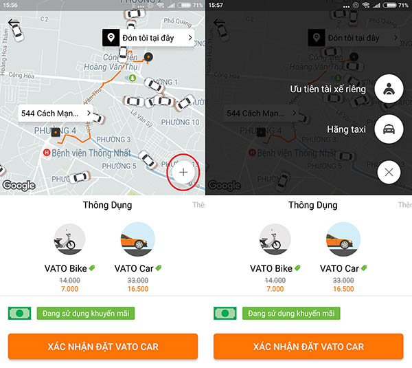 Giao diện đặt xe 2 Giao diện đặt xe 2