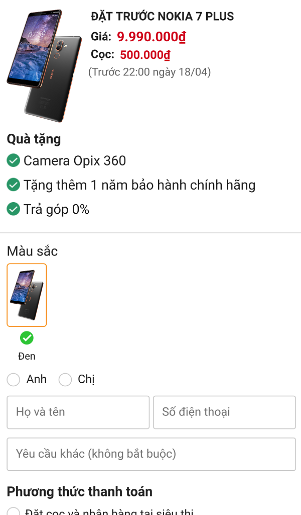 Đặt trước Nokia 7 Plus 1000 suất nhận quà chất Đặt trước Nokia 7 Plus 1000 suất nhận quà chất
