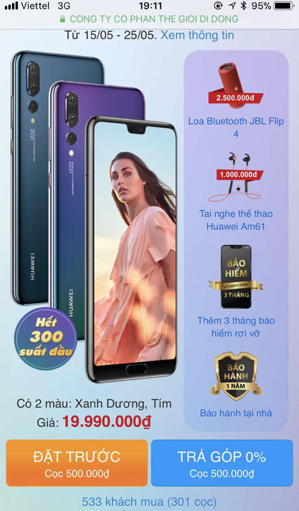 Đặt Huawei P20 pro Thế Giới Di Động Đặt Huawei P20 pro Thế Giới Di Động