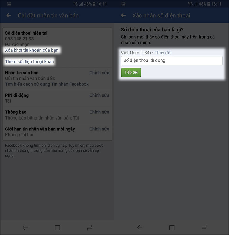 Đổi số điện thoại Facebook Đổi số điện thoại Facebook