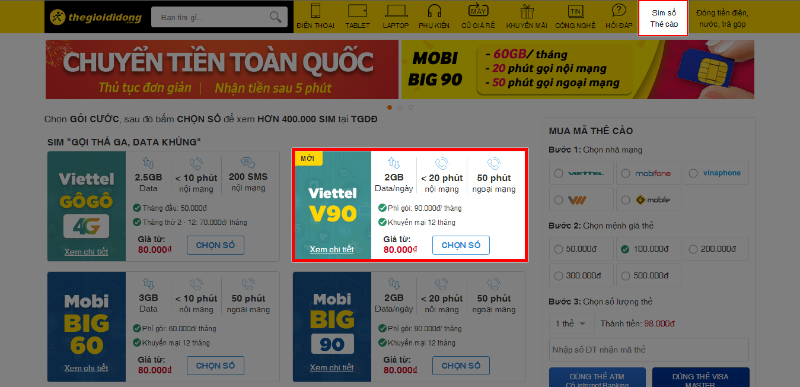 SIM V90 Viettel