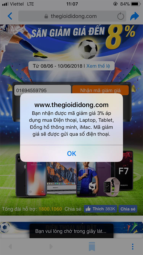 khuyến mãi Hòa nhịp bóng đá, 3 ngày giảm giá đến 8% cho smartphone, tablet và laptop