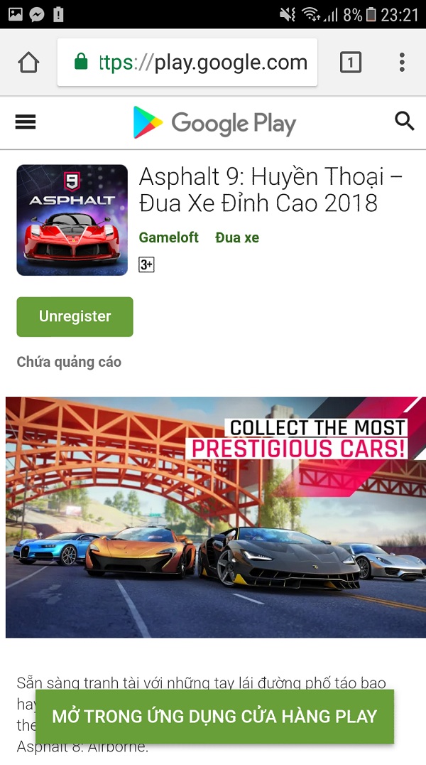 Asphalt 9: Huyền thoại đua xe đỉnh cao 2018 đã cho đăng ký trước