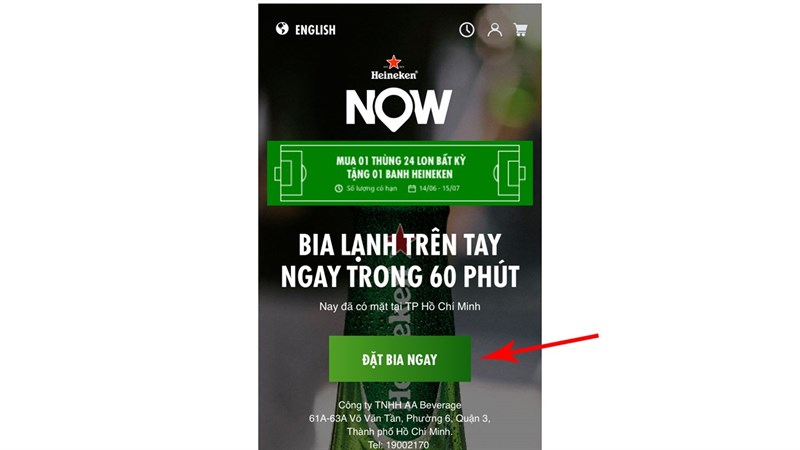 Từ ngày 09/07 đến 30/07/2018, khi là thành viên của Grab với điểm tích lũy từ 400 điểm trở lên sẽ nhận được mã khuyến mãi để đặt mua bia lạnh từ Heineken. Không chỉ vậy, bạn sẽ nhận được những phần quà ưu đãi cùng cam kết giao tận nơi chỉ trong 60 phút từ Heineken Now.