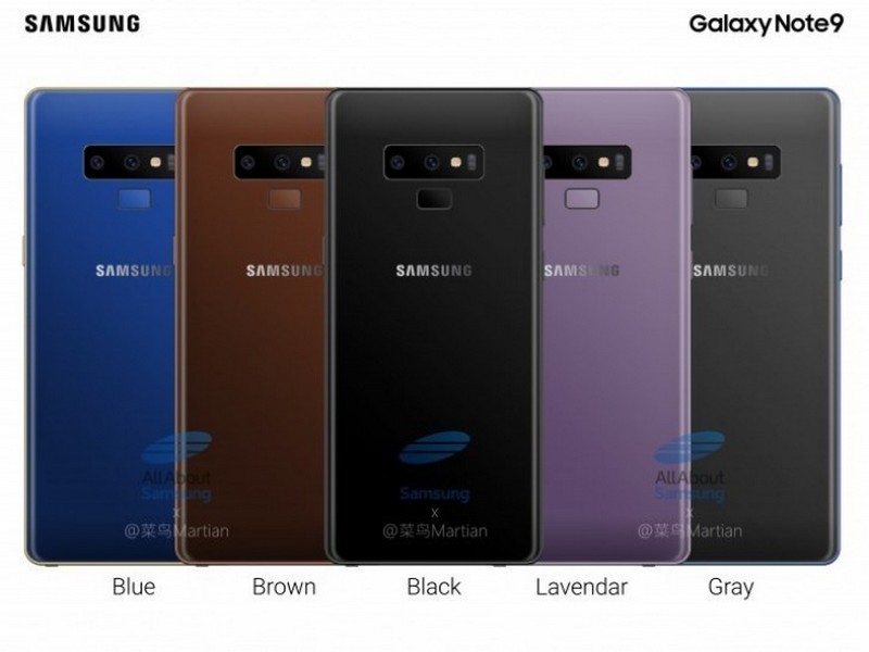Hình ảnh render các phiên bản màu sắc của Galaxy Note 9 Hình ảnh render các phiên bản màu sắc của Galaxy Note 9