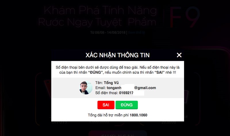 Sau khi đăng nhập, bạn hãy nhập số điện thoại của mình để xác nhận thông tin