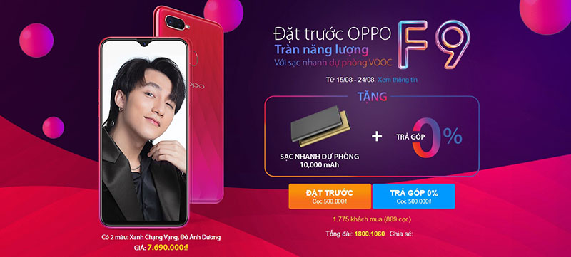 OPPO F9 ra mắt VN: Màn hình giọt nước, camera kép, sạc nhanh VOOC, giá 7.690.000đ