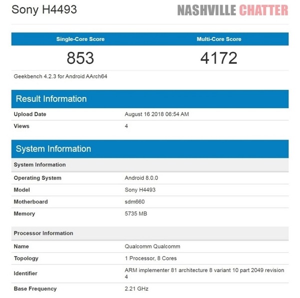Xperia XA3 Ultra chip Snapdragon 660, RAM 6GB lộ điểm số sức mạnh Xperia XA3 Ultra chip Snapdragon 660, RAM 6GB lộ điểm số sức mạnh